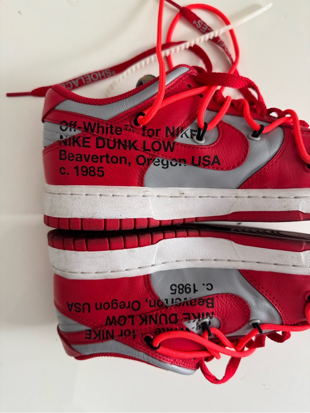 Off-White x Nike Dunk Low Sneakers in Red and Gray